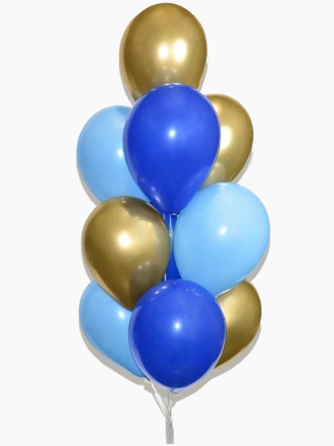 Light Blue, Dark Blue and Gold Balloon Bouquet