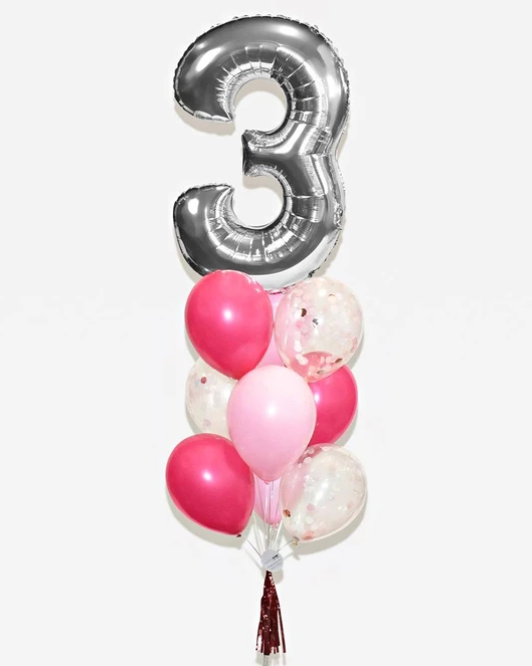 Silver Number Balloon Bouquet