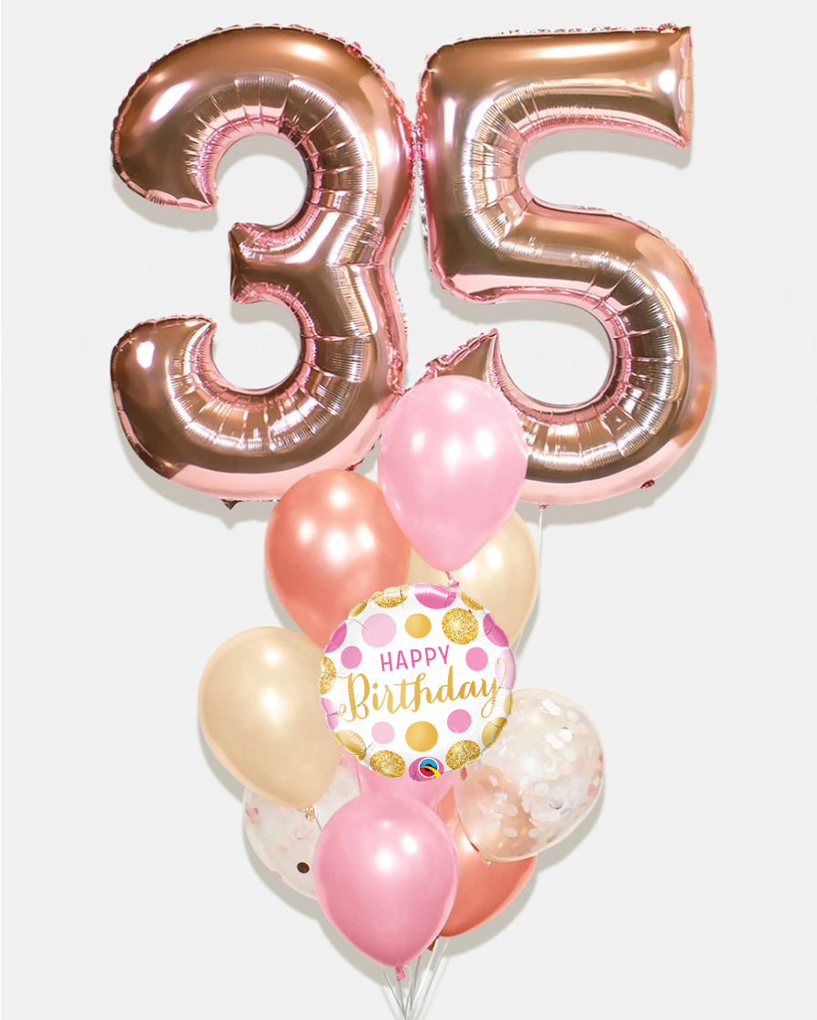 Rose Gold Numbers Balloon Bouquet