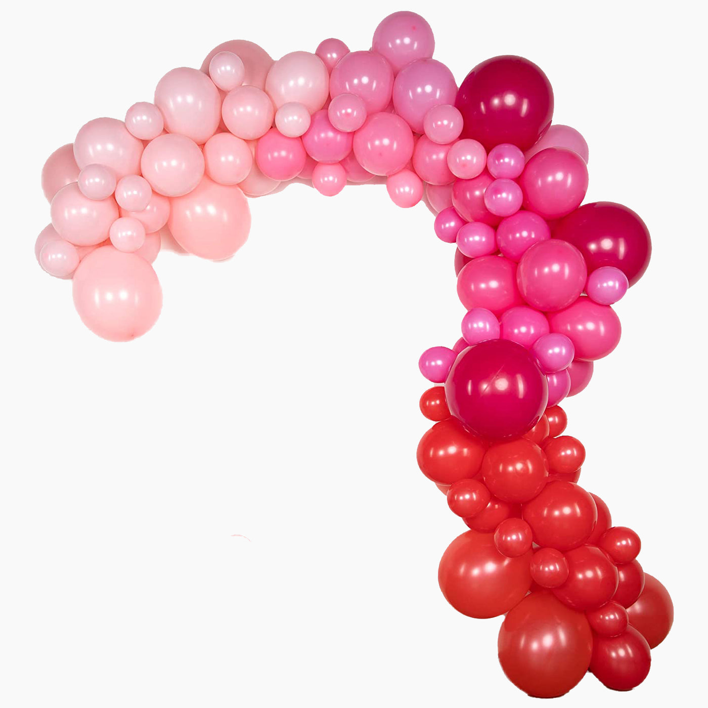 Pink, Light Pink & Red Asymmetric Balloon Arch 4m