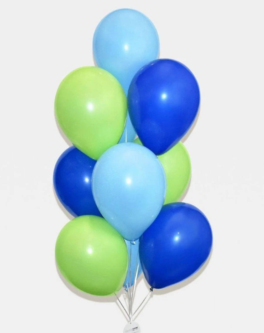 Mixed Blues and Lime Green Balloon Bouquet