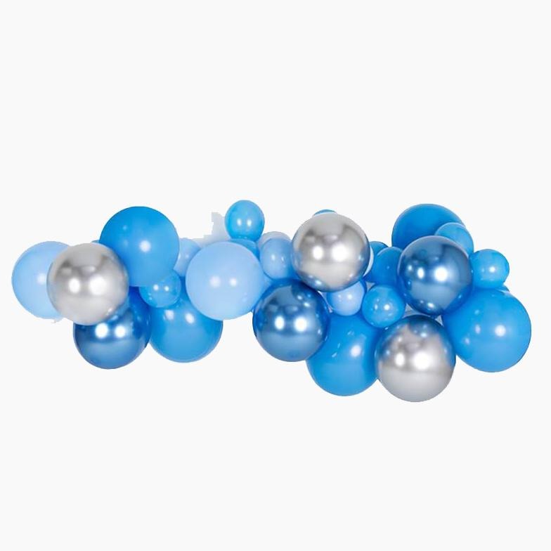 Mixed blues & Silver Inflated Balloon Garland 2m