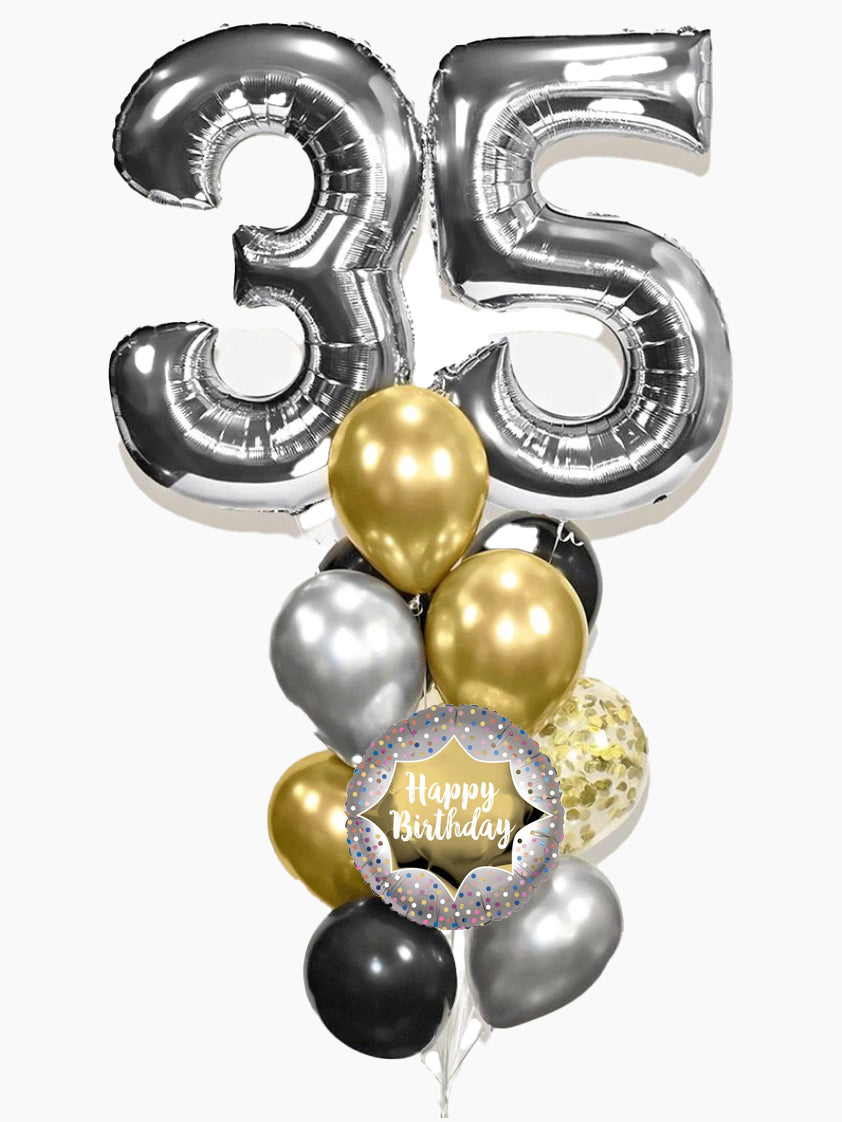 Silver Numbers Balloon Bouquet